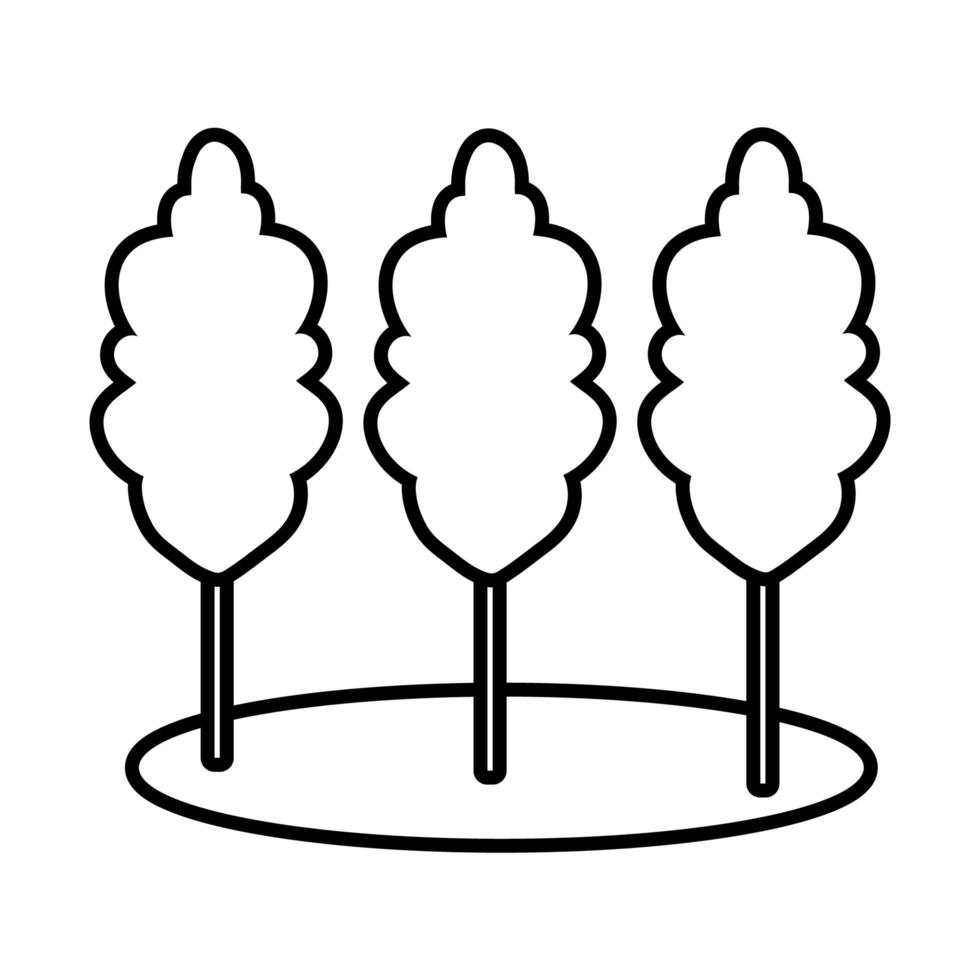 autumn trees cultivating plants ecology scene line style icon vector