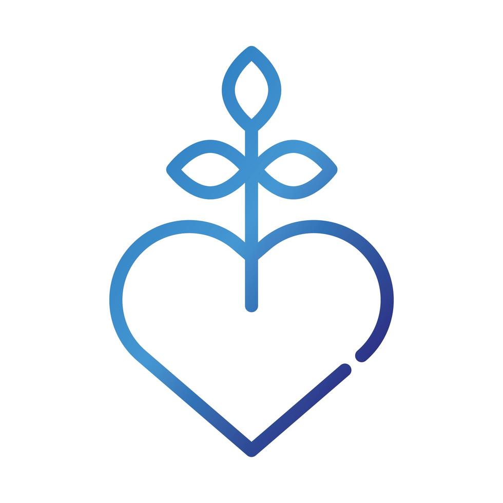 heart love symbol with plant gradient style icon vector