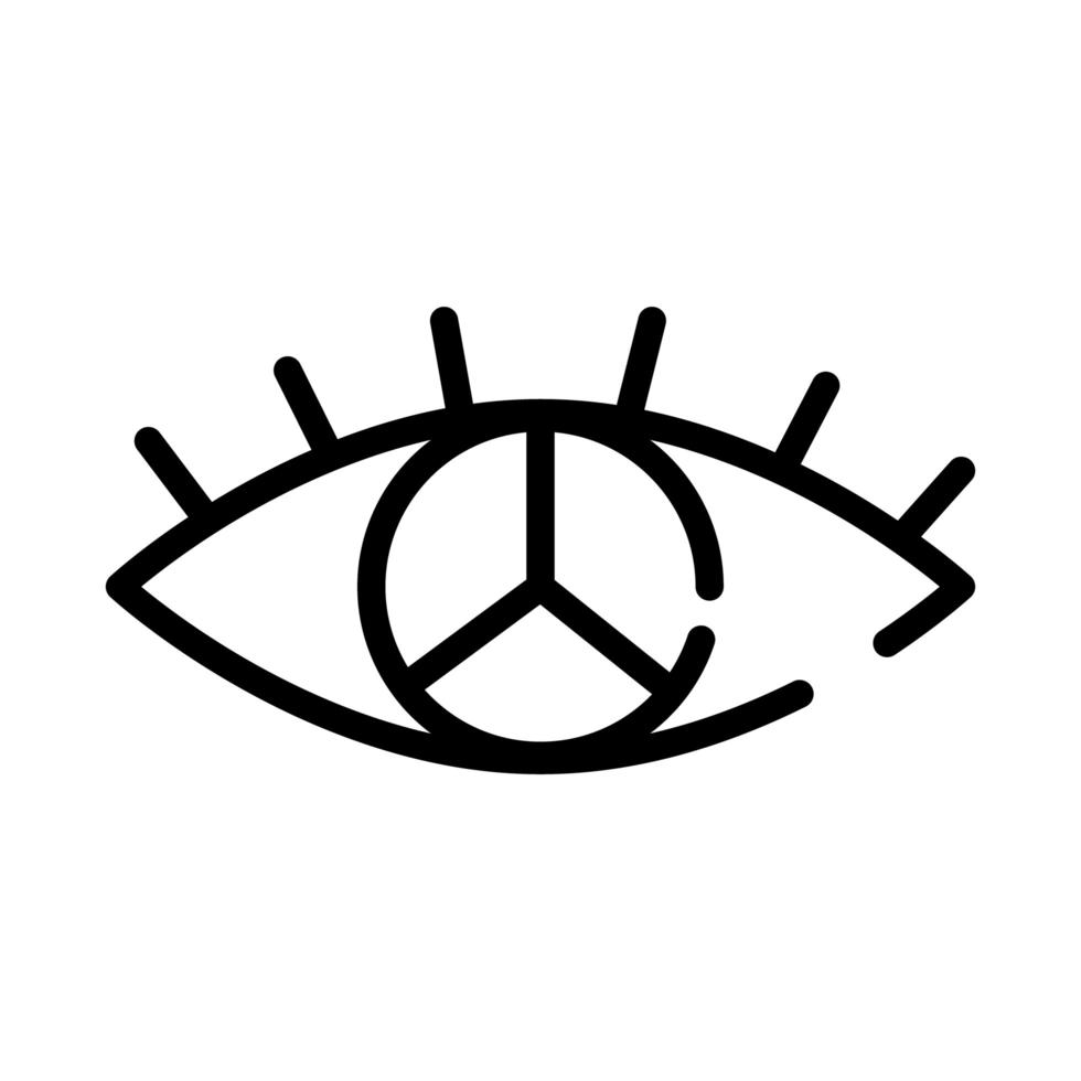 eye with peace and love symbol line style icon vector