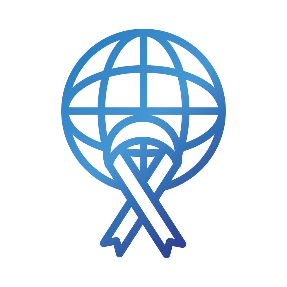 sphere with ribbon campaign gradient style icon vector