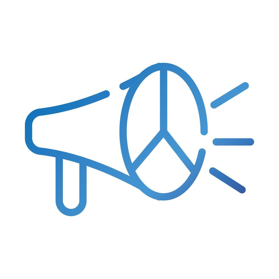 megaphone with peace and love symbol gradient style icon vector