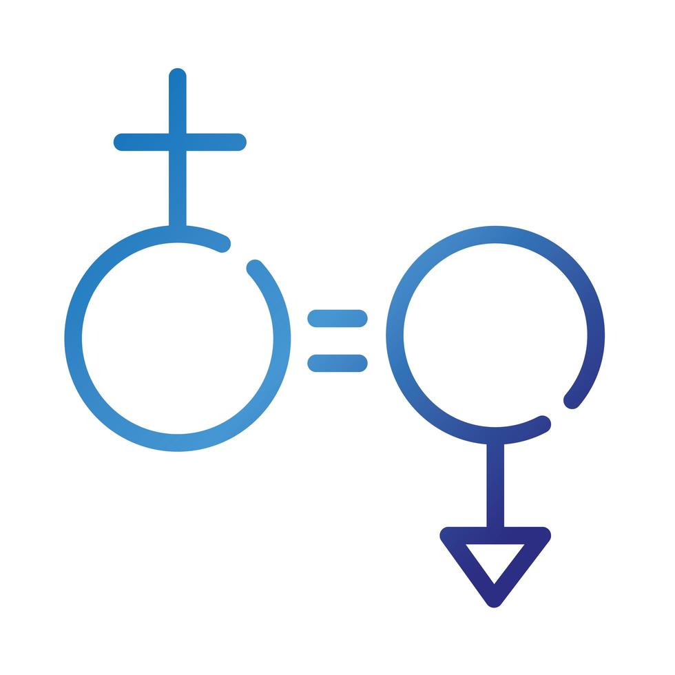 género masculino igual femenino símbolos icono de estilo degradado vector