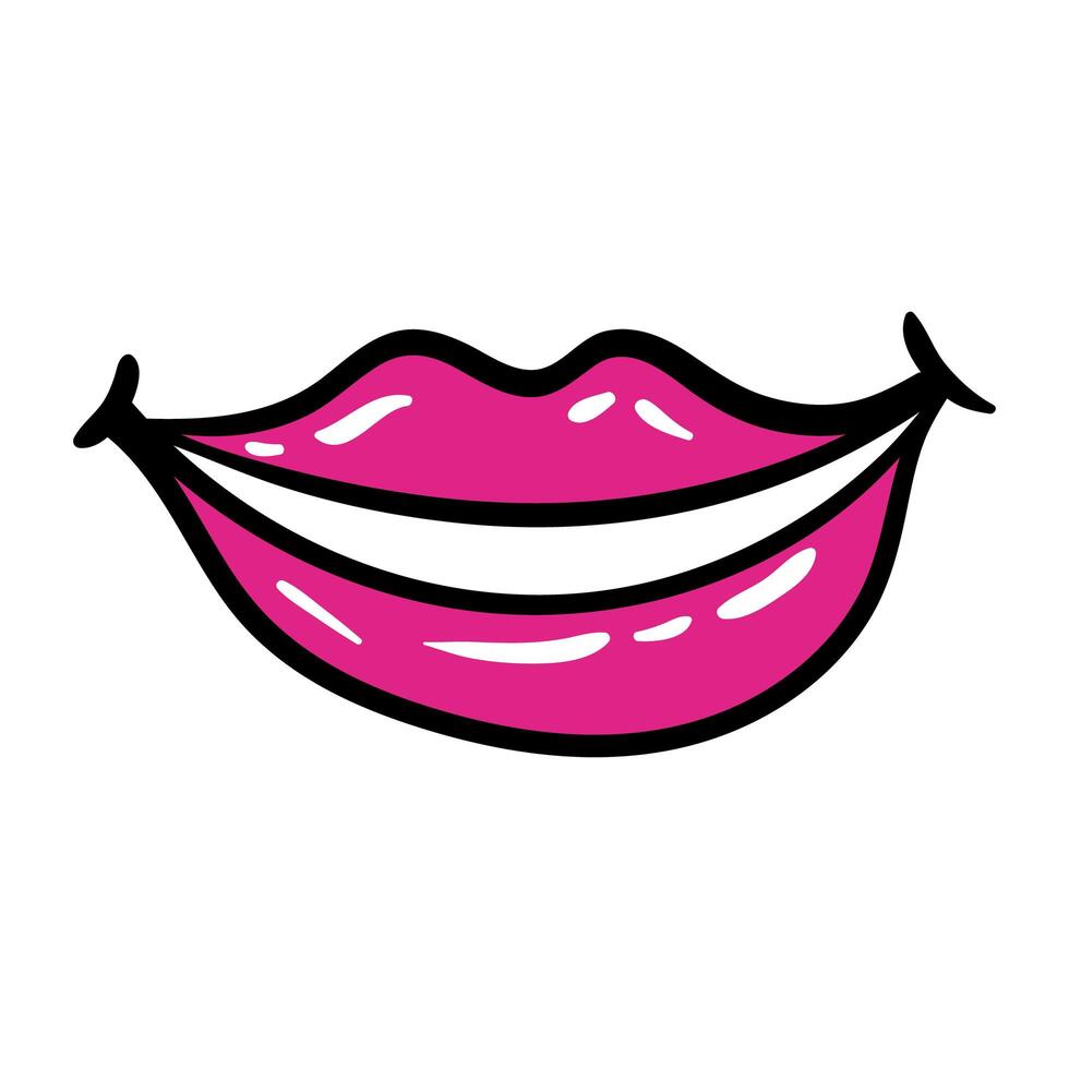 sexi mouth and teeth pop art line and fill style icon vector