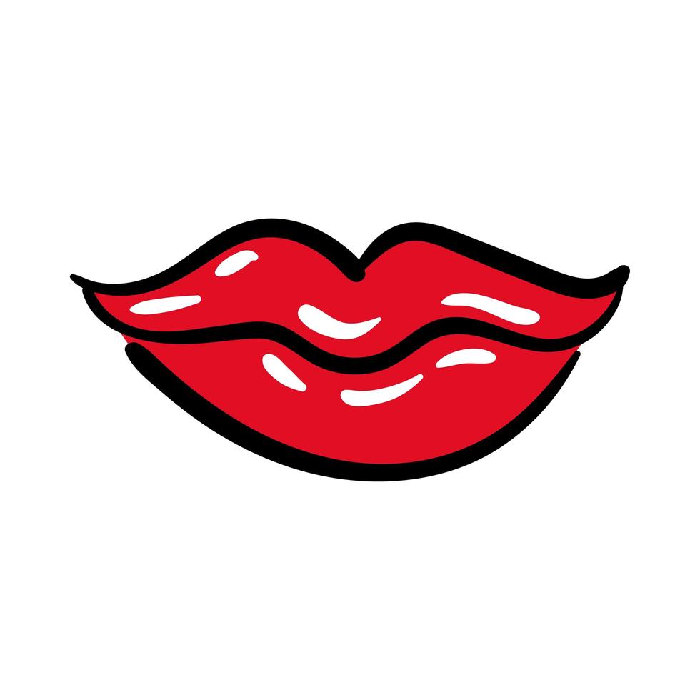 sexi mouth pop art line and fill style icon vector