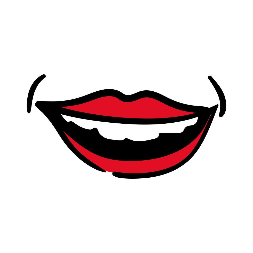sexi mouth and teeth pop art line and fill style icon vector