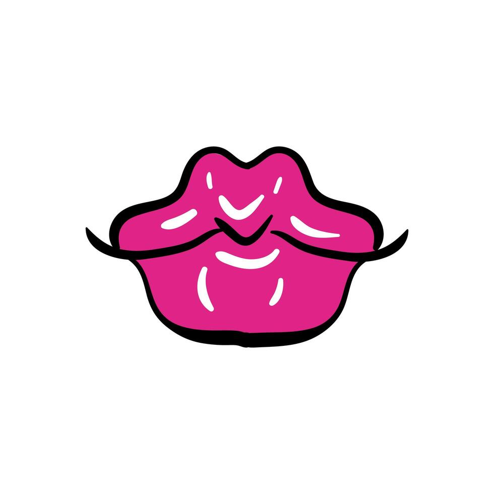 sexi mouth pop art line and fill style icon vector