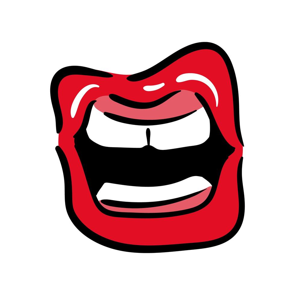 sexi mouth and teeth pop art line and fill style icon vector