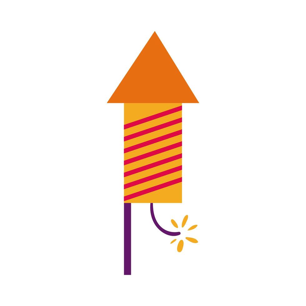 diwali rocket firework with lines flat style icon vector