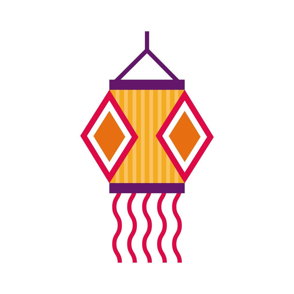 diwali lamp hanging decoration flat style icon vector