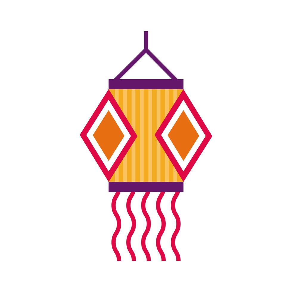 icono de estilo plano de decoración colgante de lámpara diwali vector