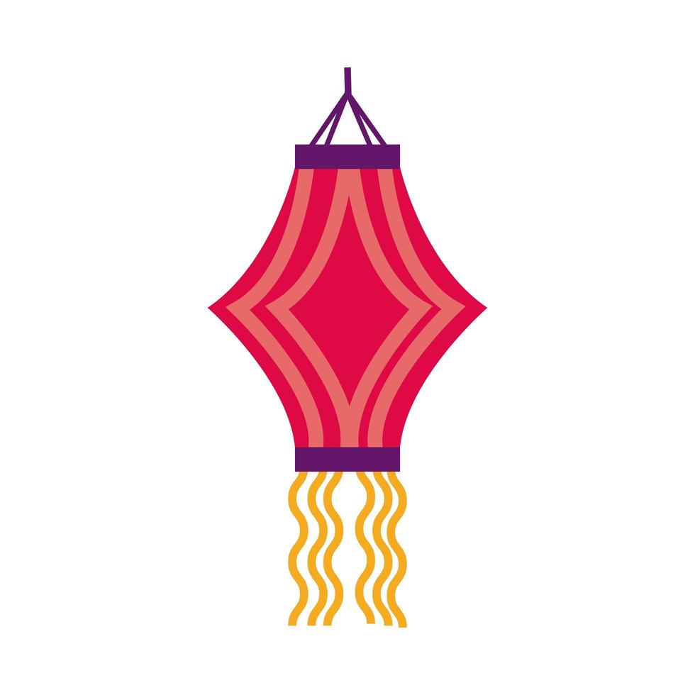 diwali paper lamp hanging flat style icon vector