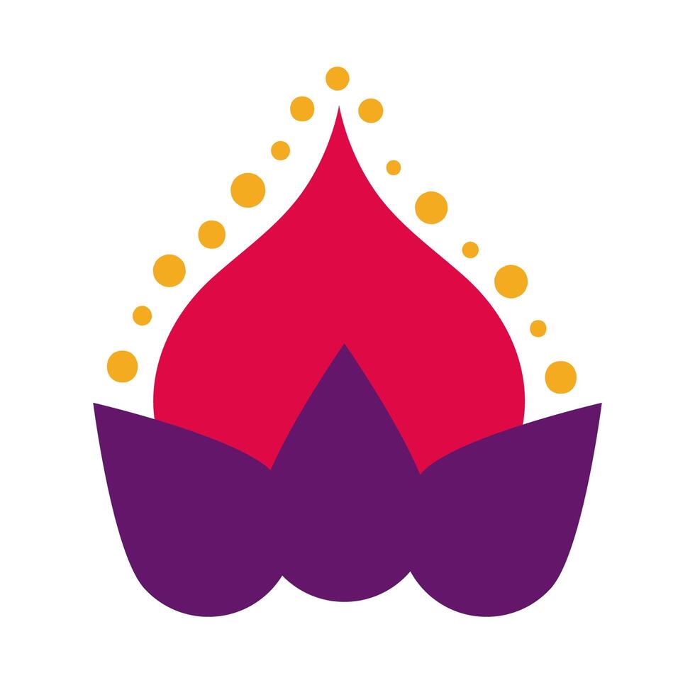 diwali lotus flower petals decoration flat style icon vector