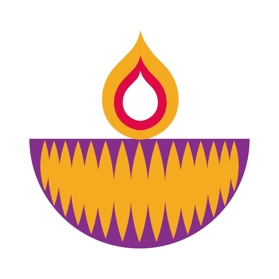 diwali candle flat style icon vector