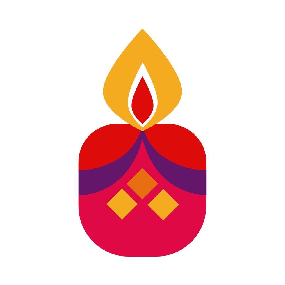diwali candle flat style icon vector