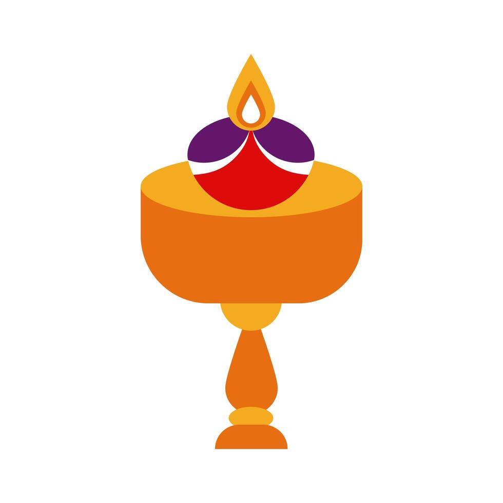 diwali candle in wooden table flat style icon vector