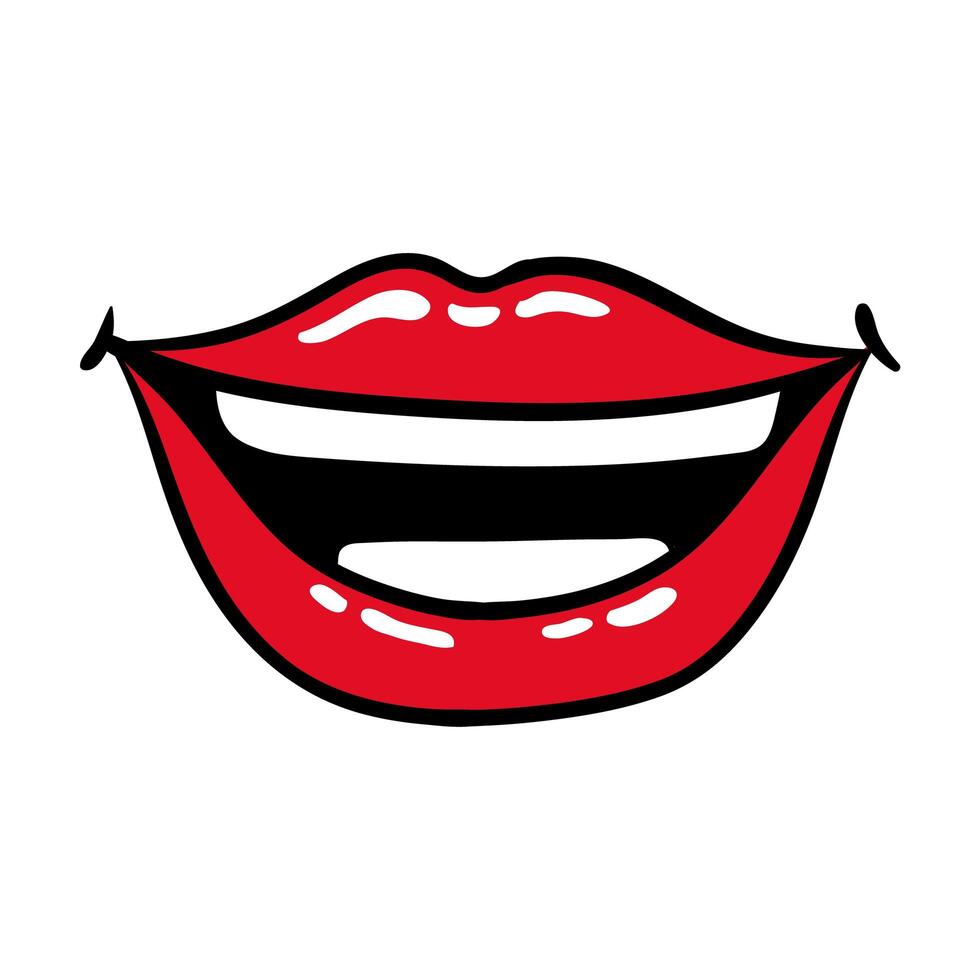sexi mouth and teeth pop art line and fill style icon vector