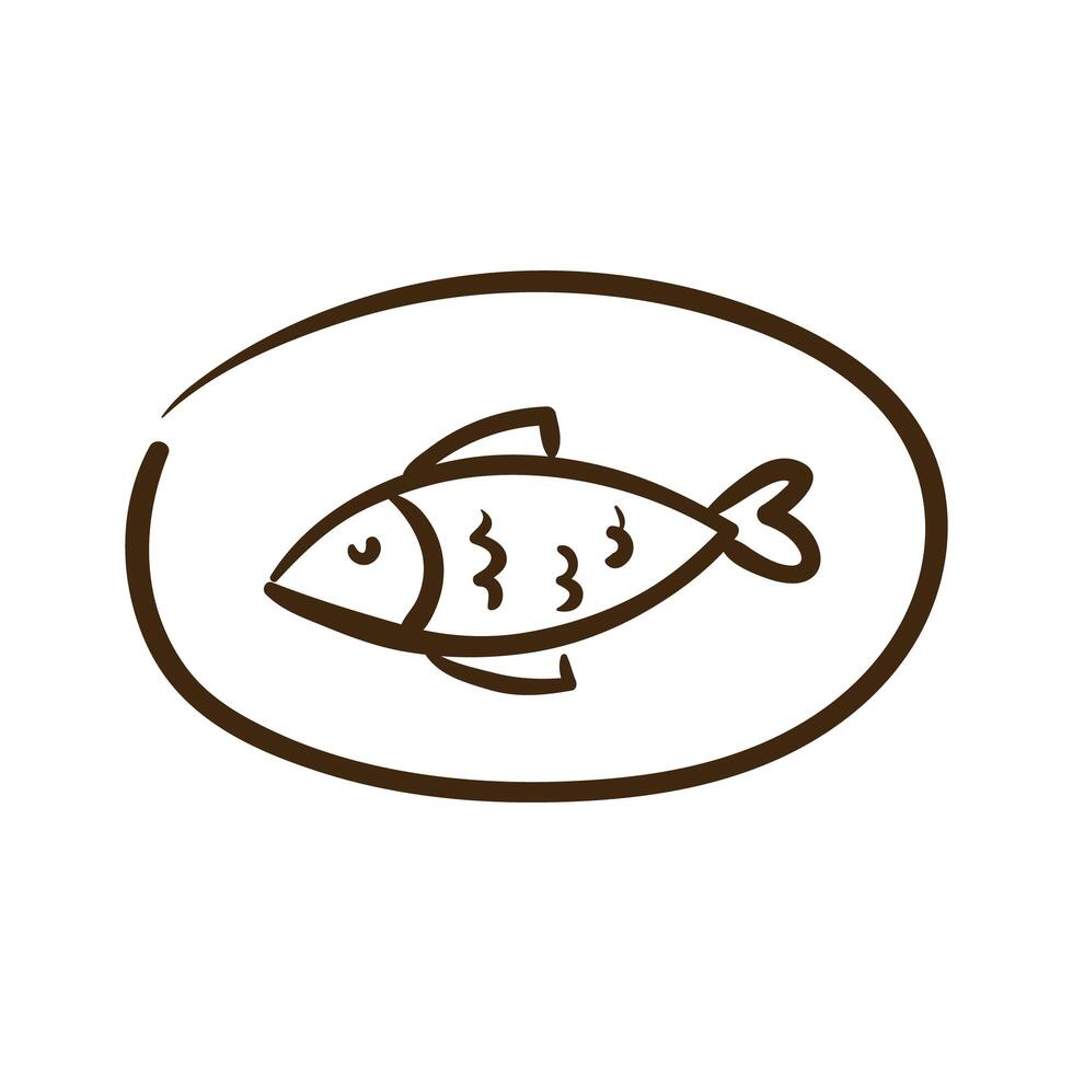 dish sea food line style icon vector