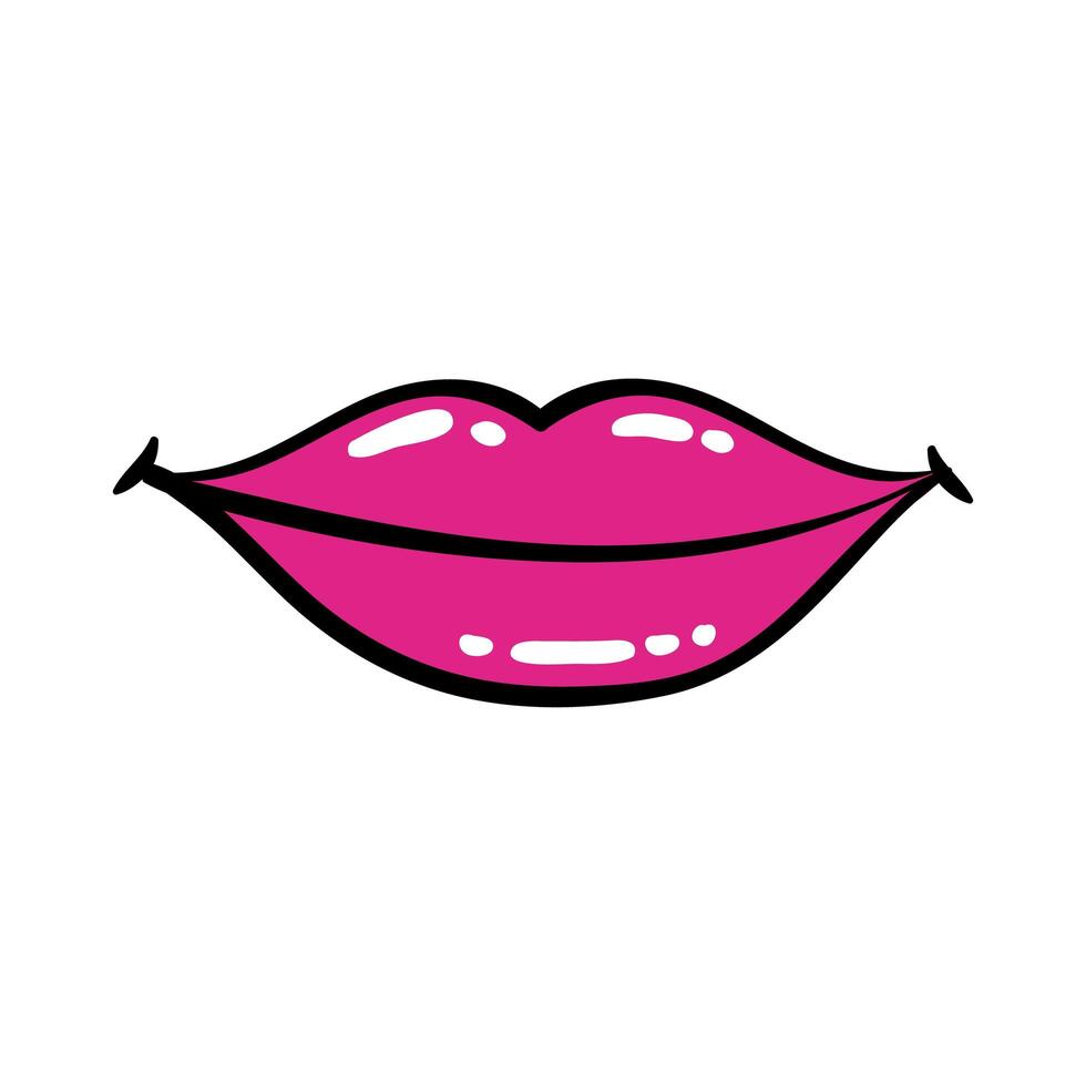 sexi mouth pop art line and fill style icon vector
