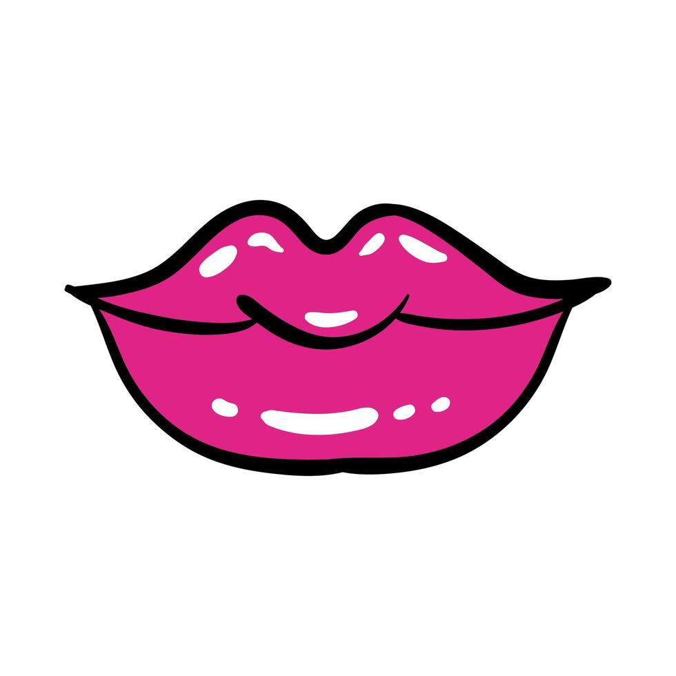 sexi mouth pop art line and fill style icon vector