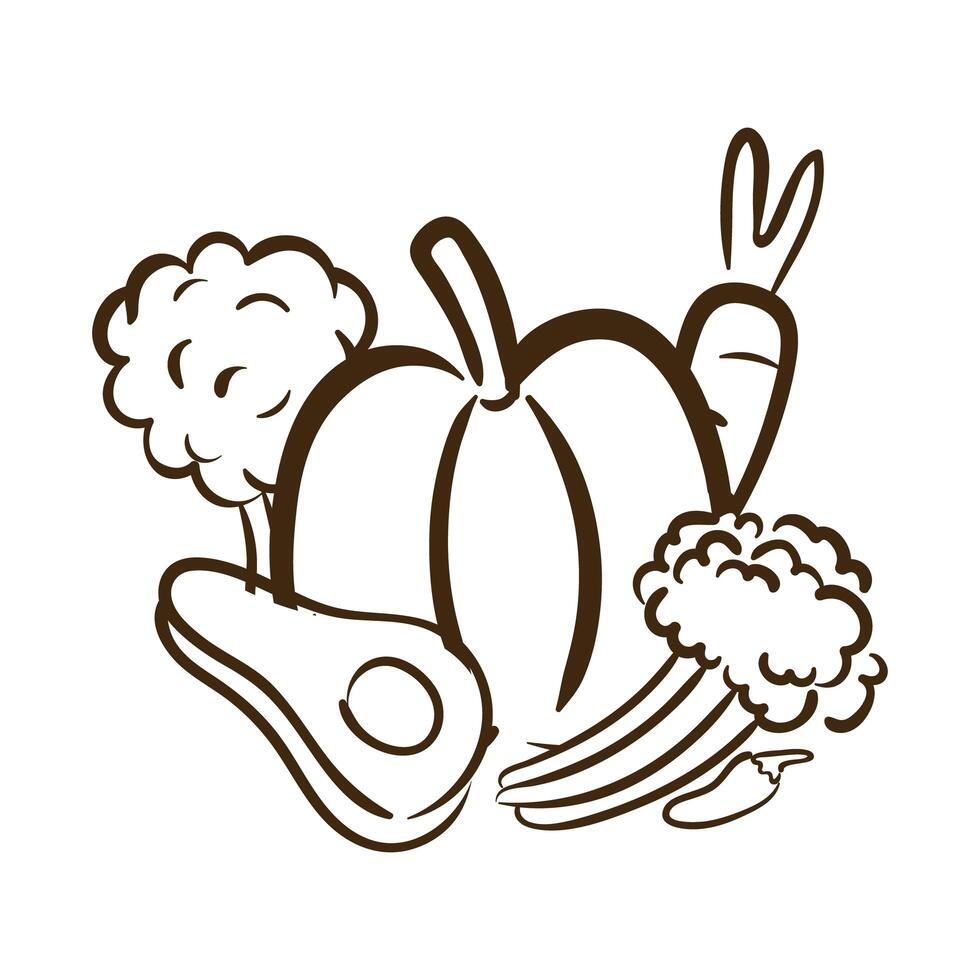 fresh vegetables line style icon vector
