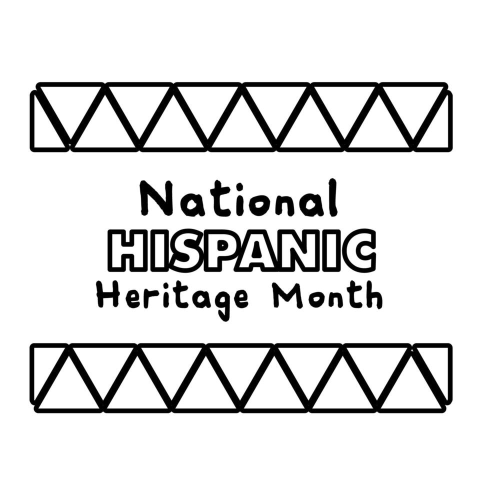 national hispanic heritage lettering in frame line style icon vector