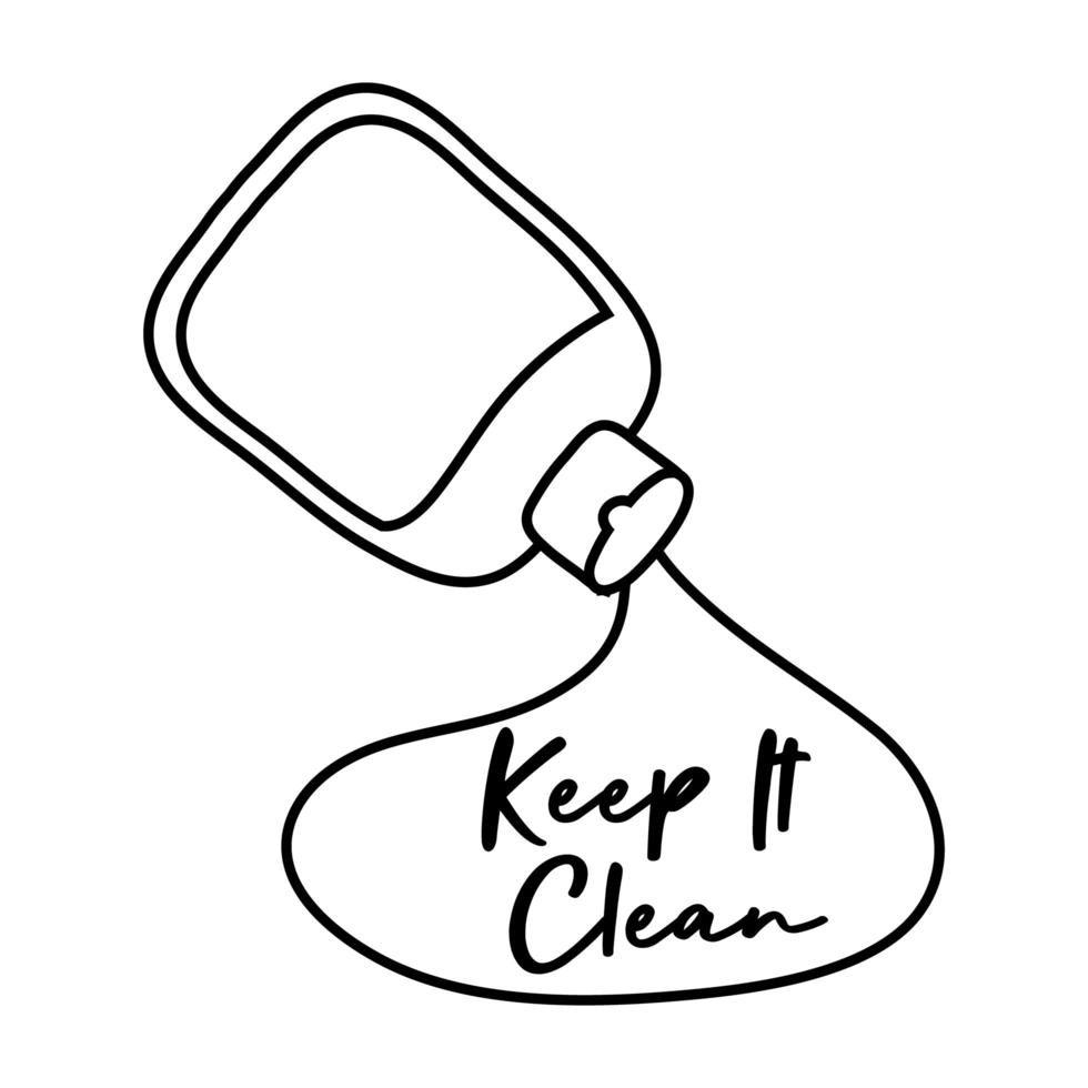 keep it clean campaing lettering with bottle line style vector