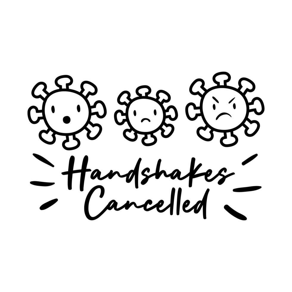 handshakes cancelled campaing lettering with particles line style vector