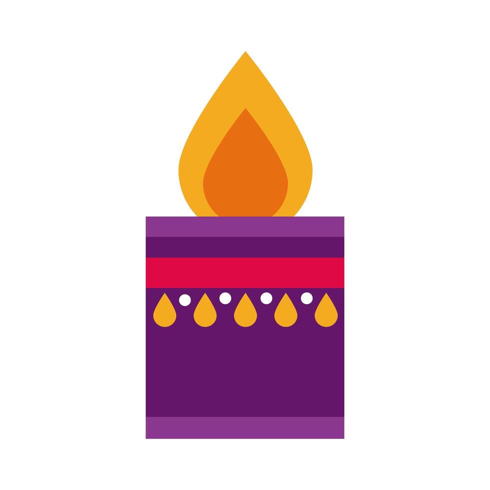 diwali candle flat style icon vector