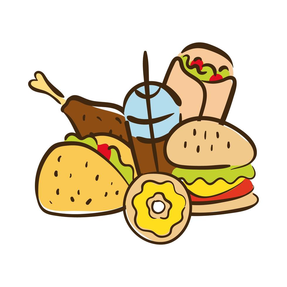 fast food flat style icon vector