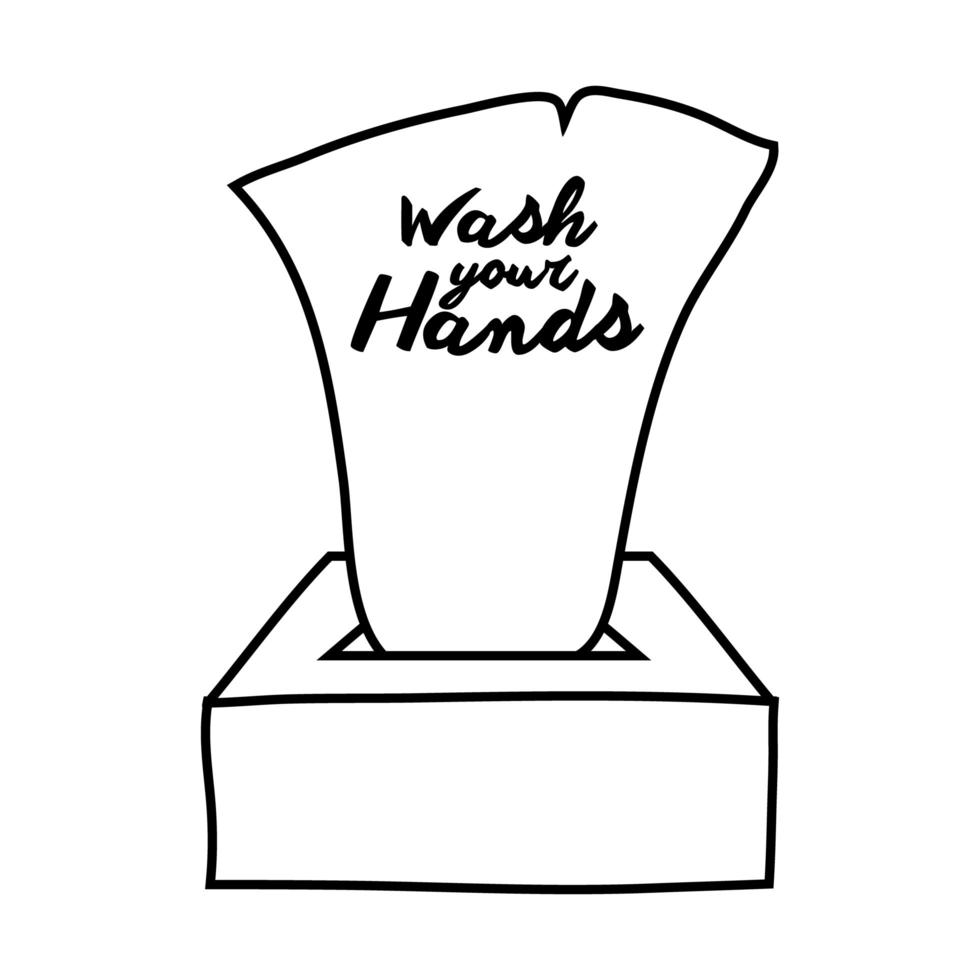 wash your hands campaign lettering with damp cloths line style vector