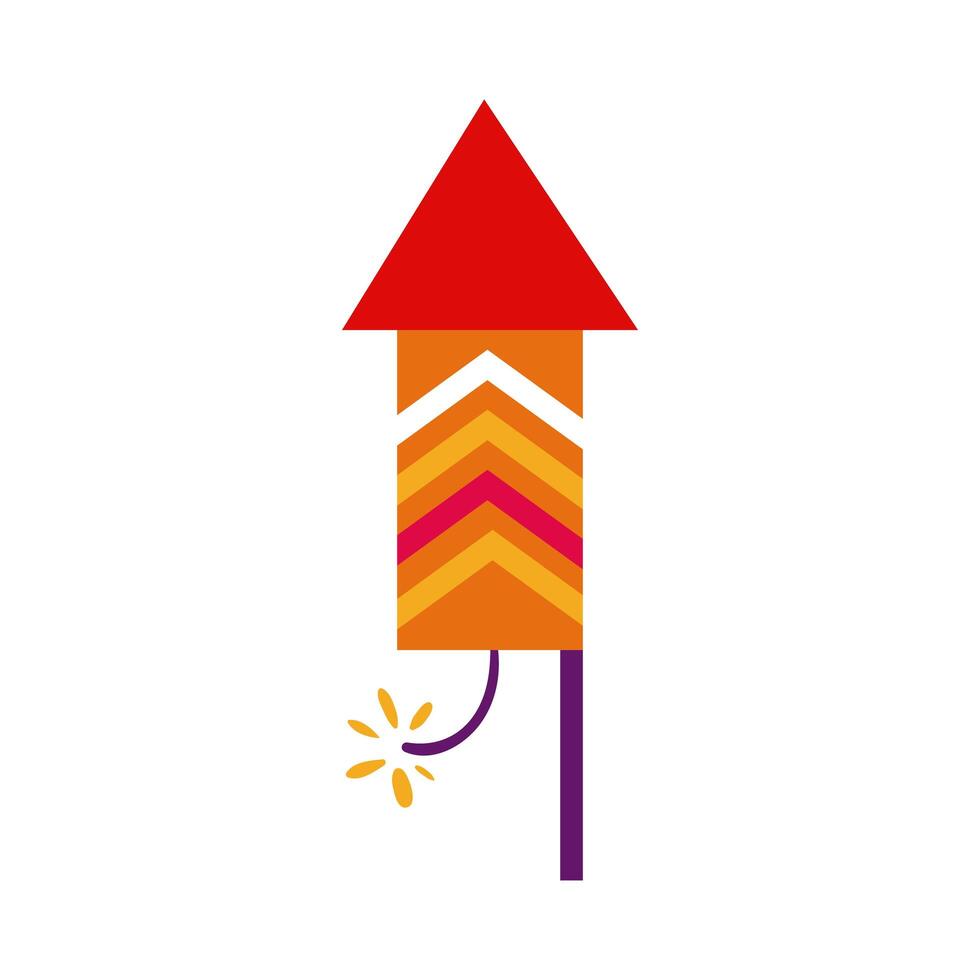 diwali rocket firework flat style icon vector