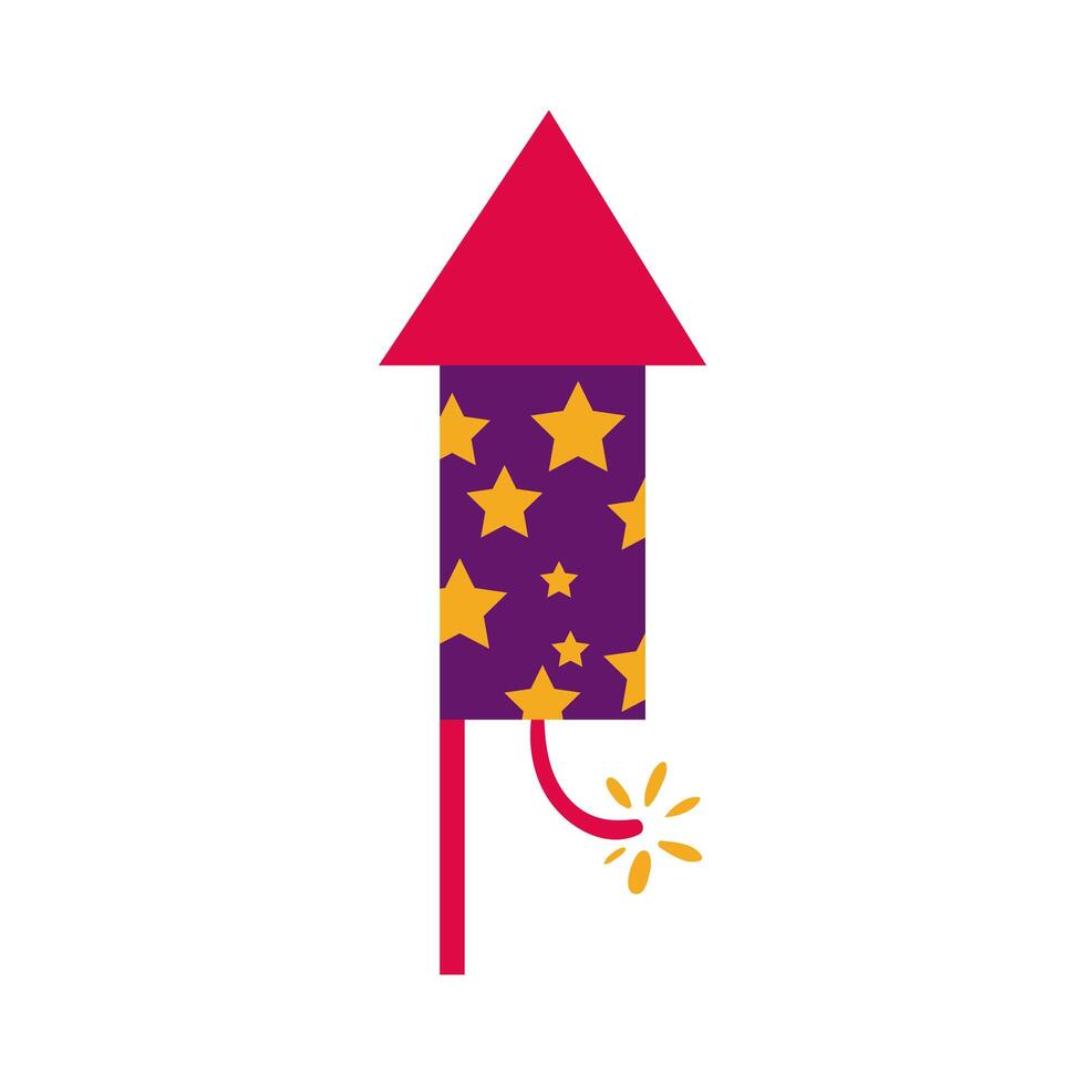 diwali rocket firework with stars flat style icon vector