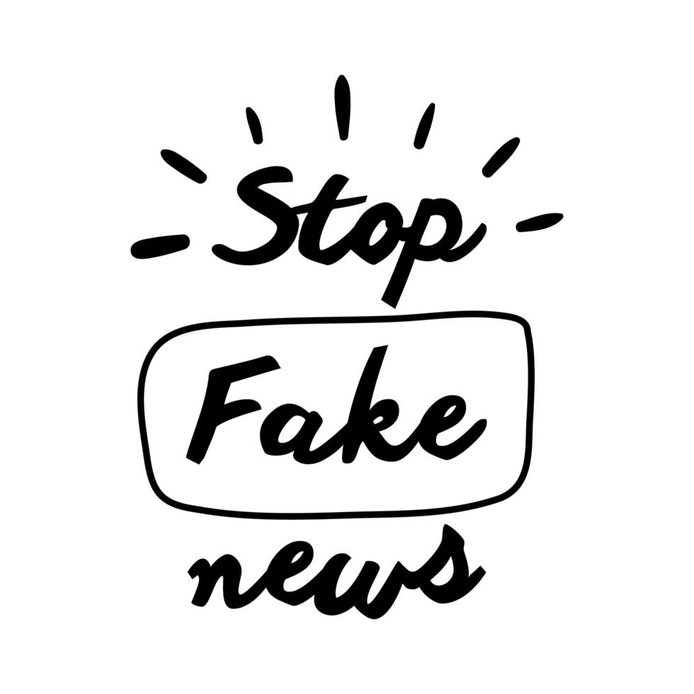 stop fake news campaing lettering line style vector