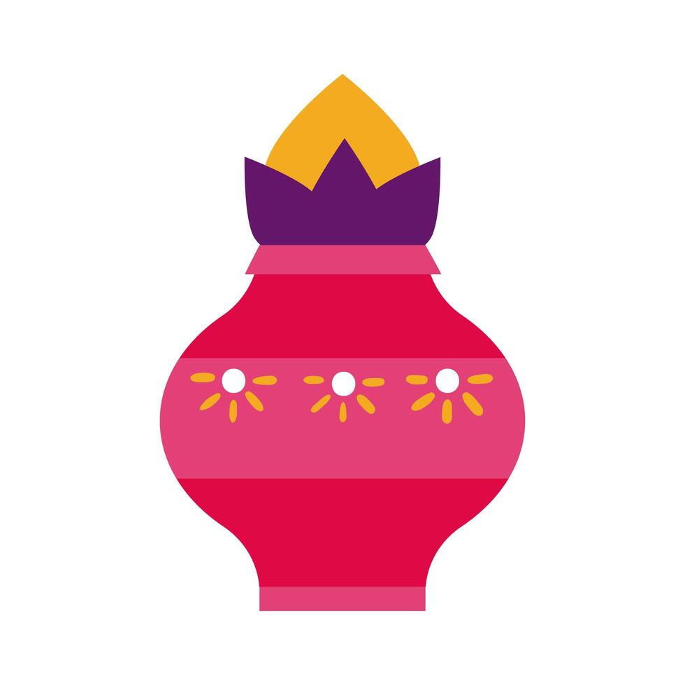 diwali ceramic pot flat style icon vector