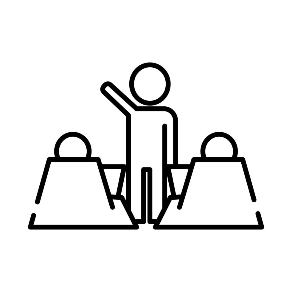 teamworkers with leader teaching coworking line style icon vector
