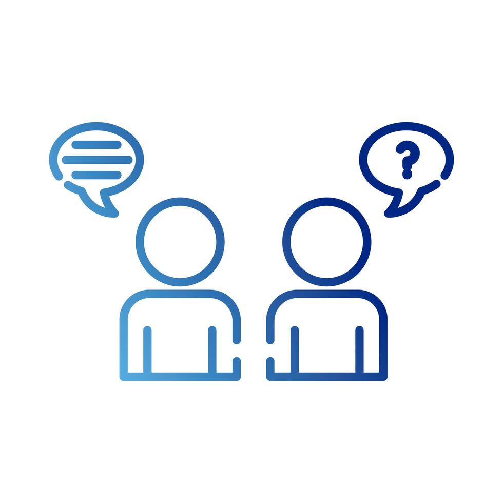 teamworkers figures with speech bubbles coworking gradient style icon vector