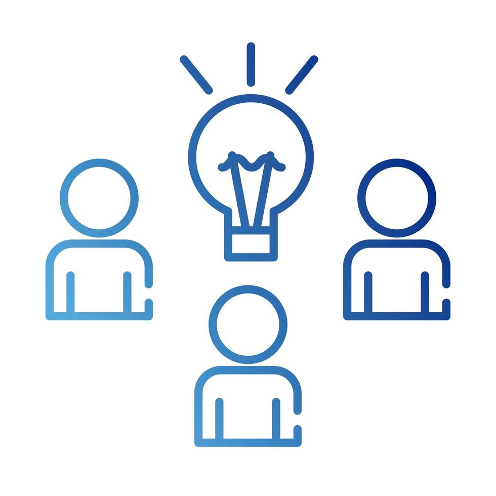 teamworkers figures with bulb coworking gradient style icon vector
