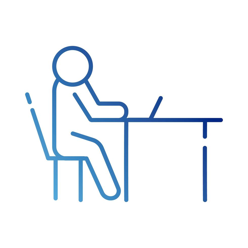 figura humana en la computadora portátil avatar icono de estilo degradado vector
