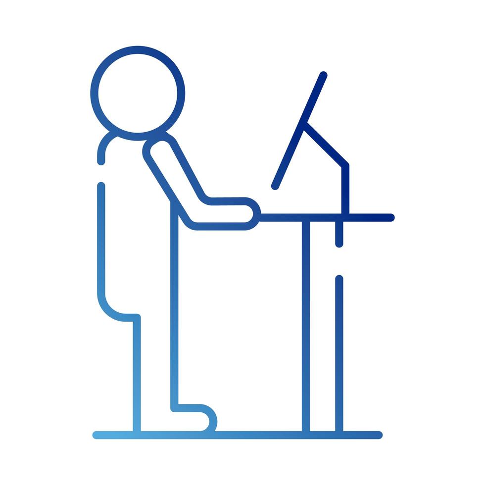 human figure working in desktop avatar gradient style icon vector