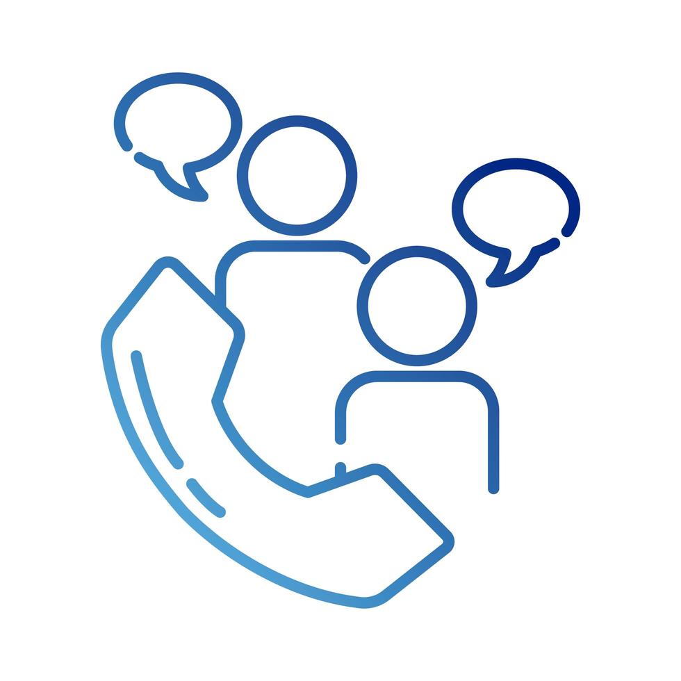 teamworkers with speech bubbles and telephone coworking gradient style icon vector