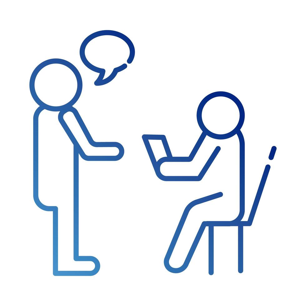 teamworkers figures talking coworking gradient style icon vector