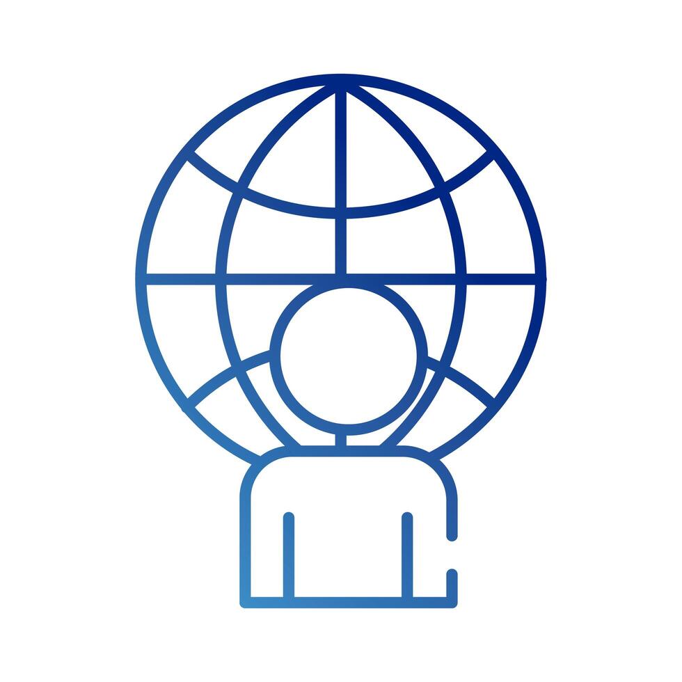 human figure avatar with sphere planet gradient style icon vector