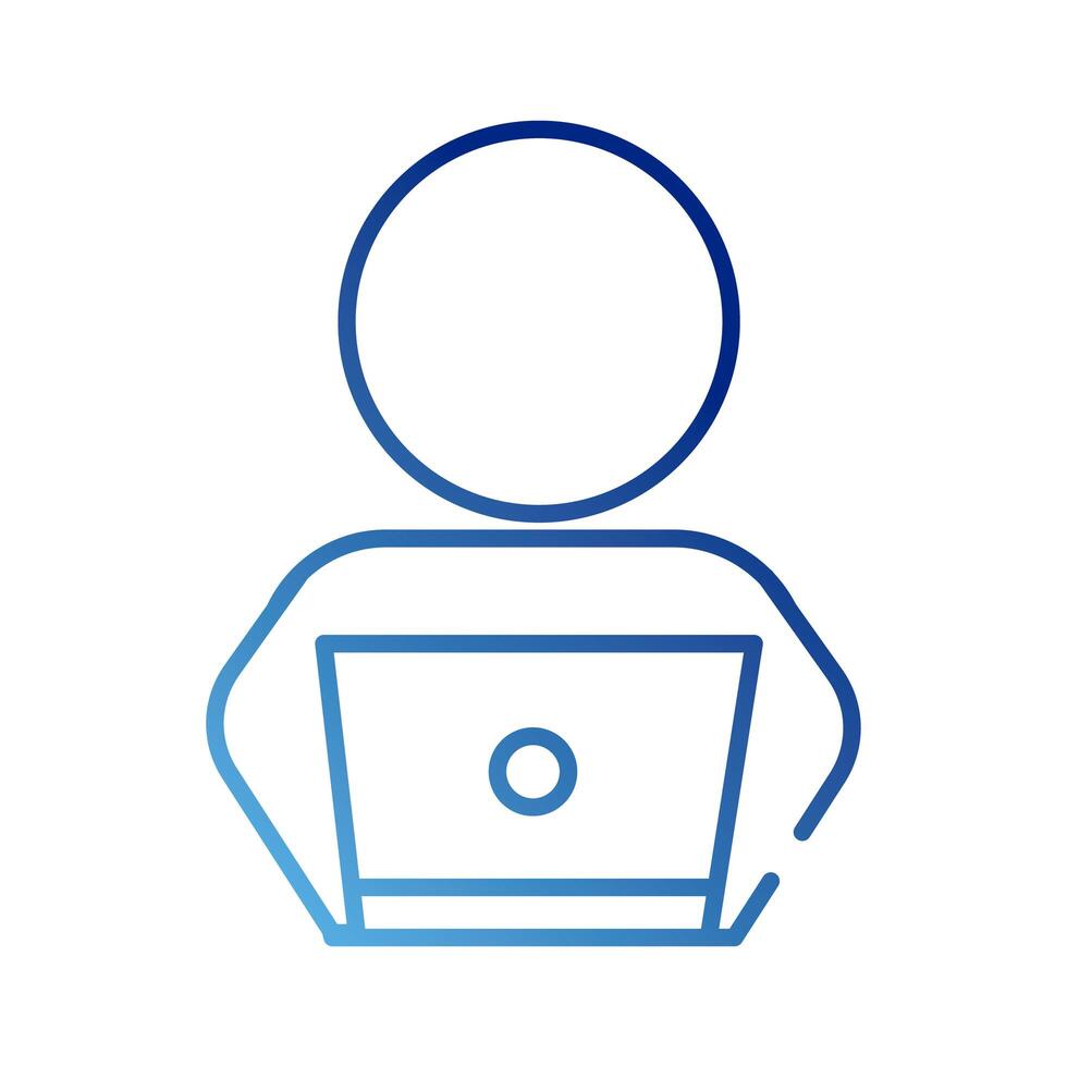 human figure avatar with laptop gradient style icon vector