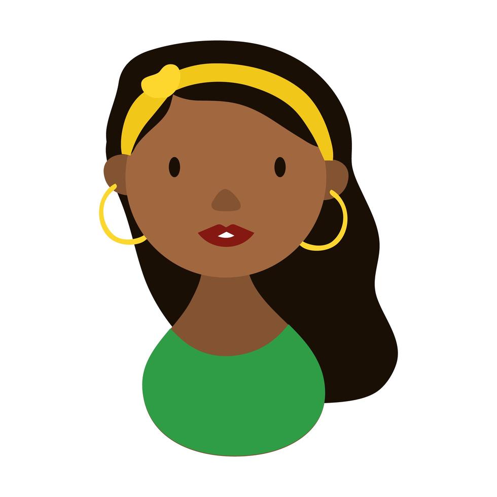 icono de estilo plano de herencia nacional hispana personaje de mujer afro vector