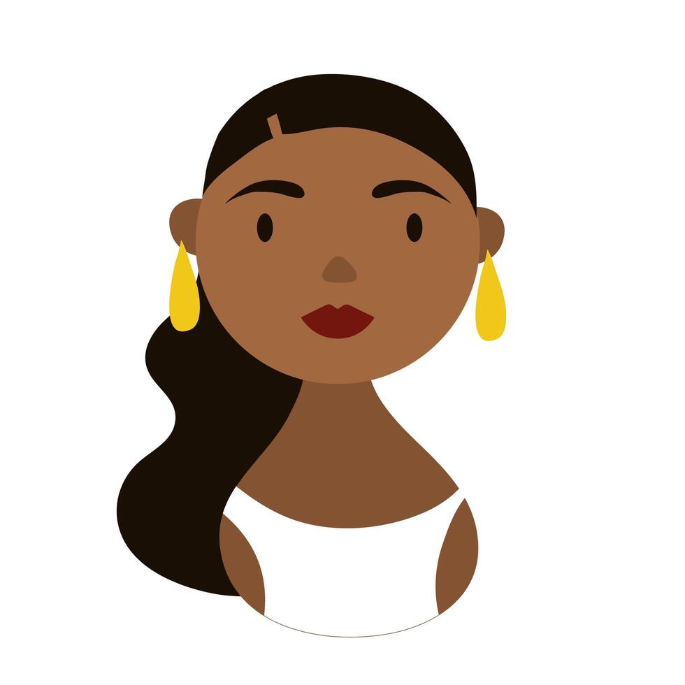 icono de estilo plano de herencia nacional hispana personaje de mujer afro vector