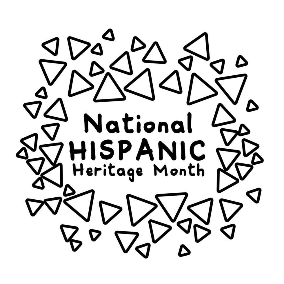 national hispanic heritage lettering with confetti colors line style icon vector