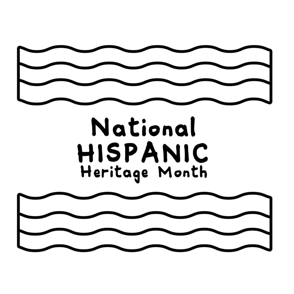 Letras de herencia nacional hispana con icono de estilo de línea de banderas vector