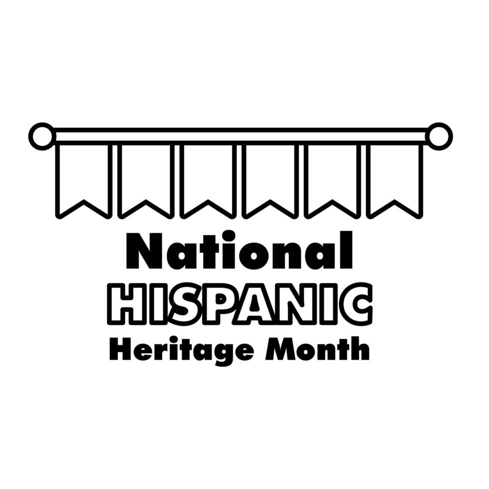 national hispanic heritage lettering with garlands line style icon vector