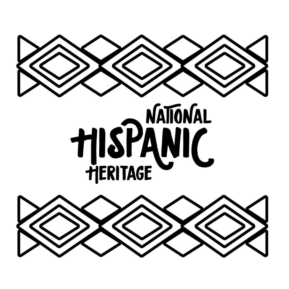 national hispanic heritage lettering in ethnic frame line style icon vector