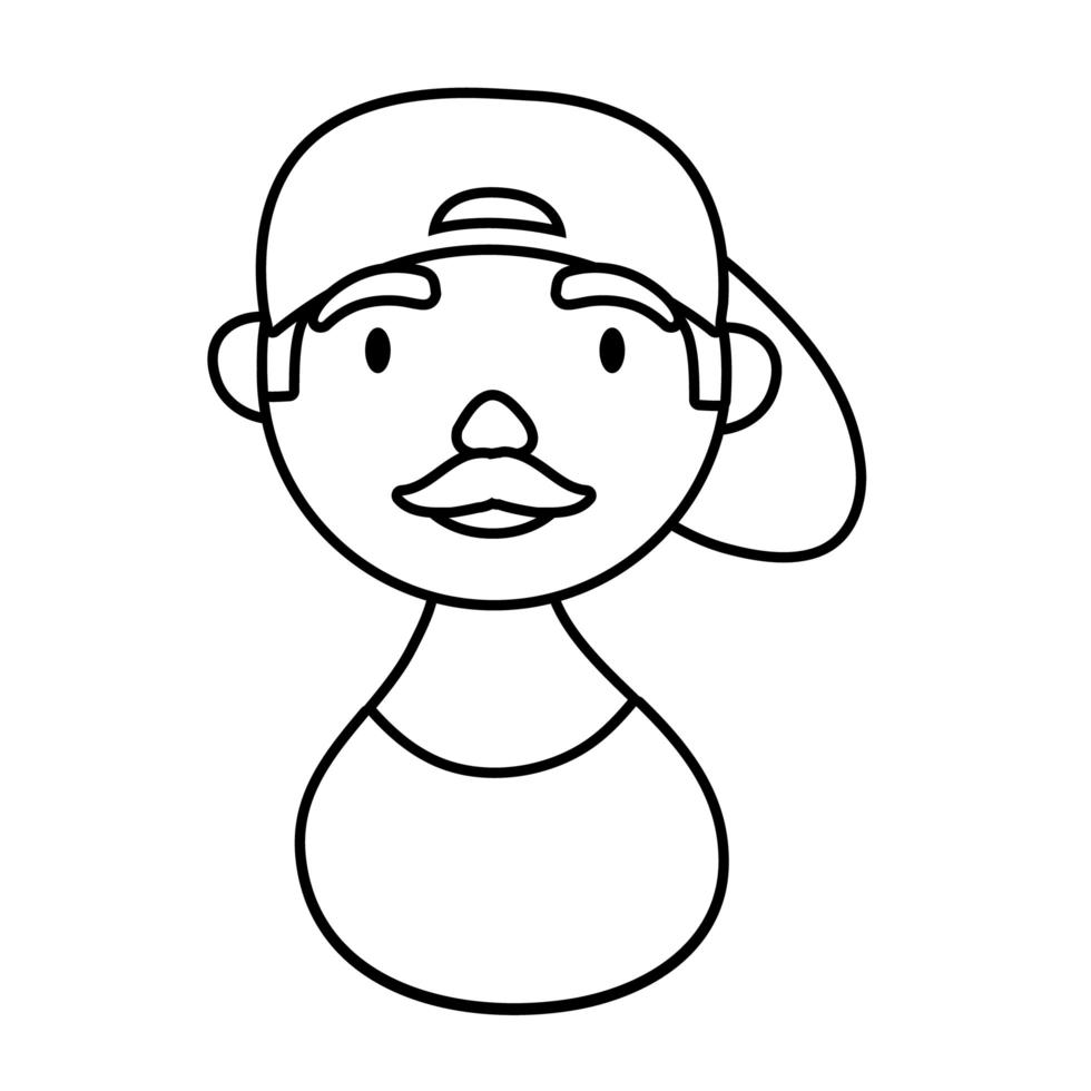 hombre con gorra personaje icono de estilo de línea de herencia nacional hisp vector